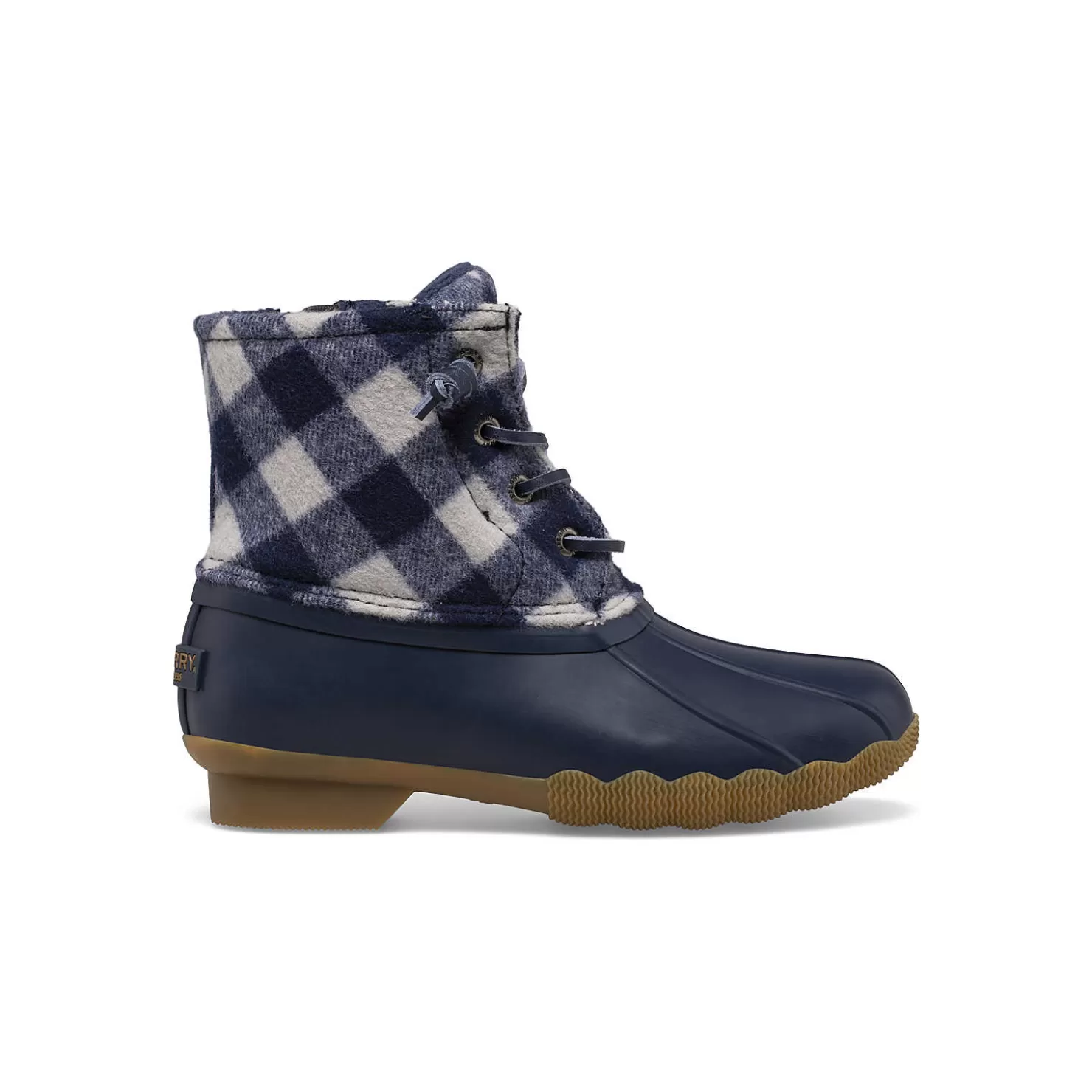 Boots | Big Kid (sizes 10.5 & up) | Sperry Big Kid's Saltwater Duck Boot Navy Plaid