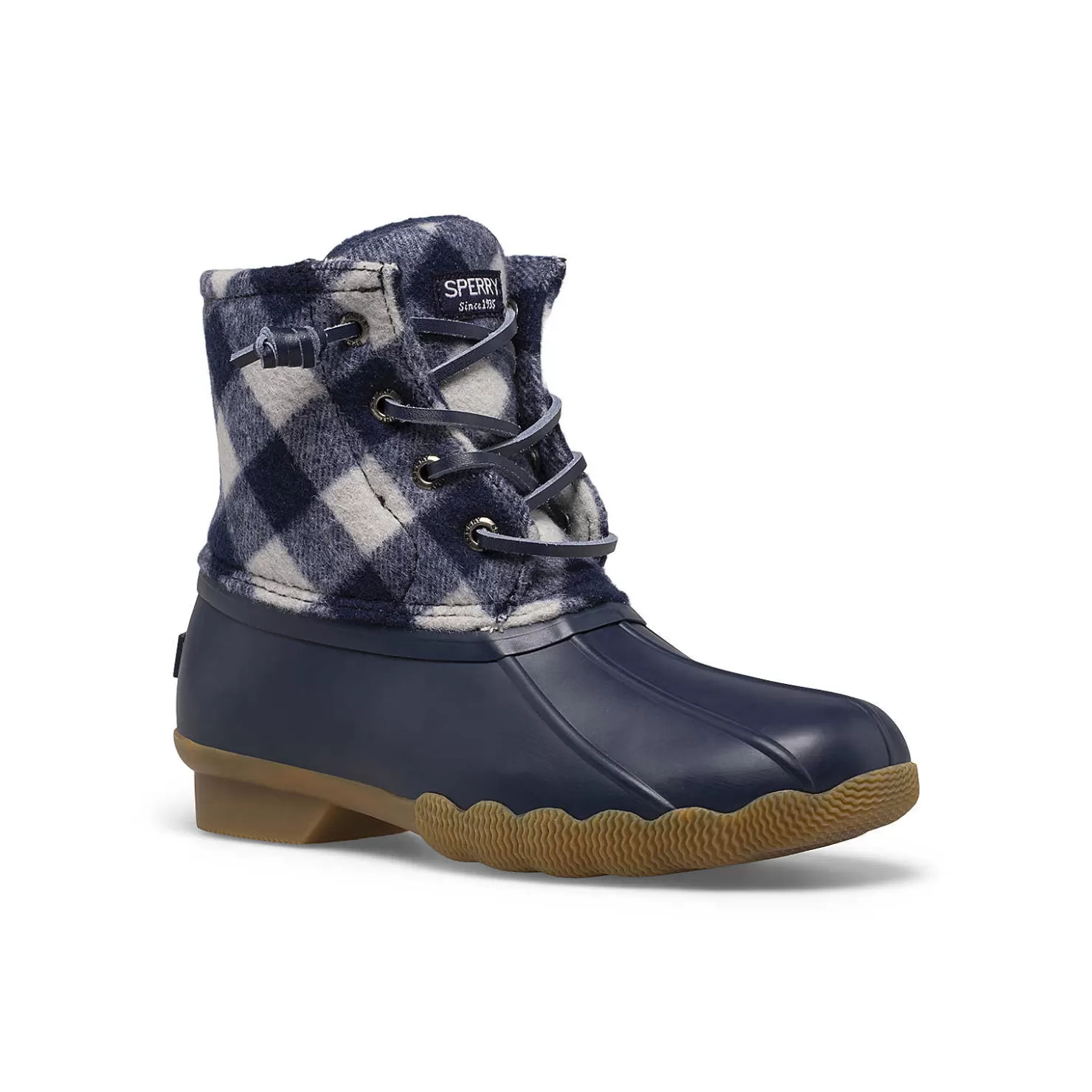 Boots | Big Kid (sizes 10.5 & up) | Sperry Big Kid's Saltwater Duck Boot Navy Plaid