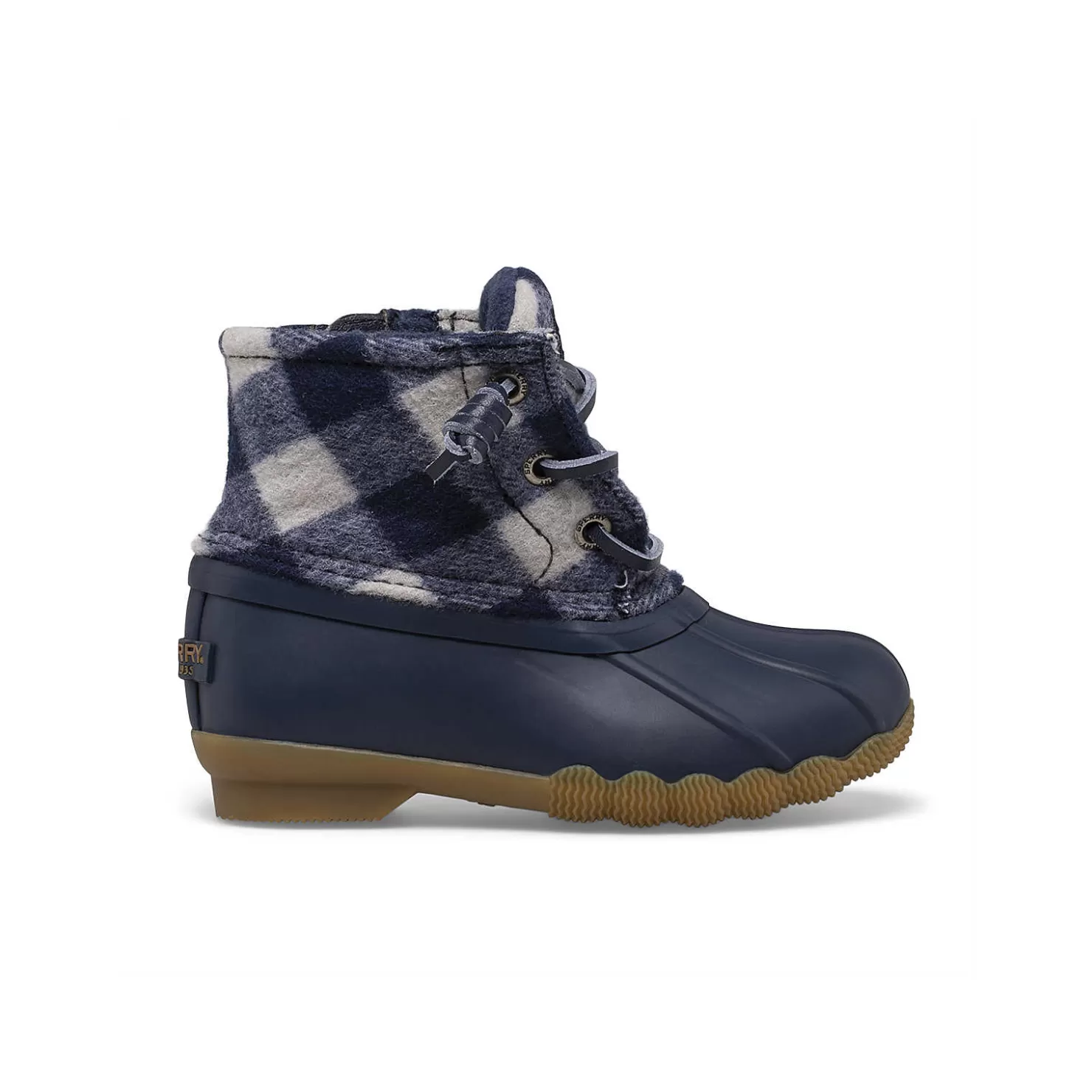 Boots | Big Kid (sizes 10.5 & up) | Sperry Big Kid's Saltwater Junior Duck Boot Navy Plaid