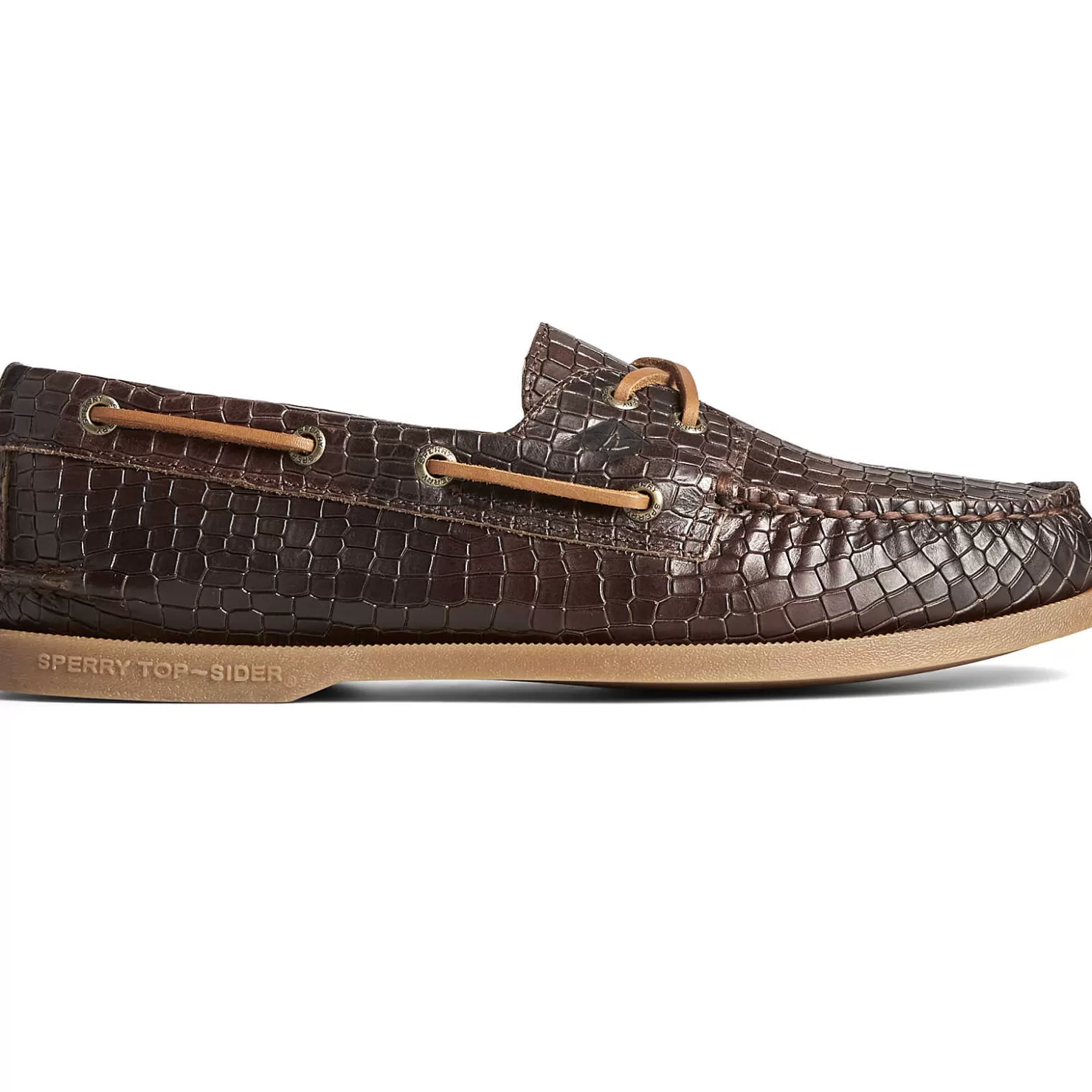 Authentic Original Boat Shoe | Sale | Sperry Men's Authentic Original™ Croc Embossed Boat Shoe Brown