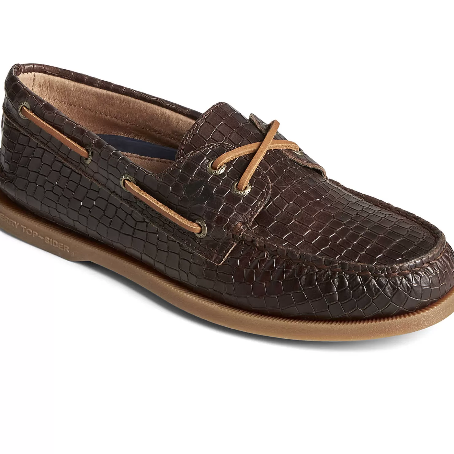 Authentic Original Boat Shoe | Sale | Sperry Men's Authentic Original™ Croc Embossed Boat Shoe Brown