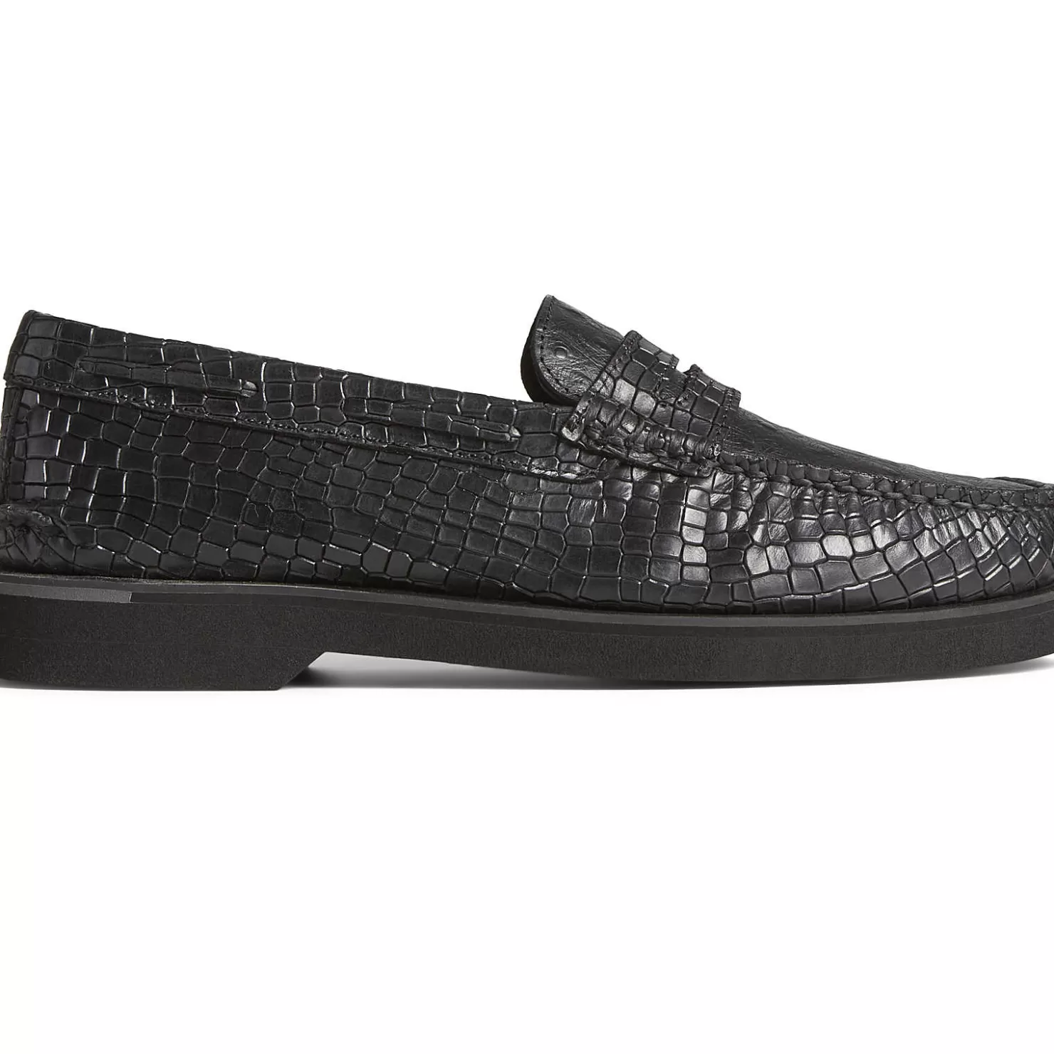 Authentic Original Boat Shoe | Sale | Sperry Men's Authentic Original™ Penny Double Sole Croc Embossed Loafer Black