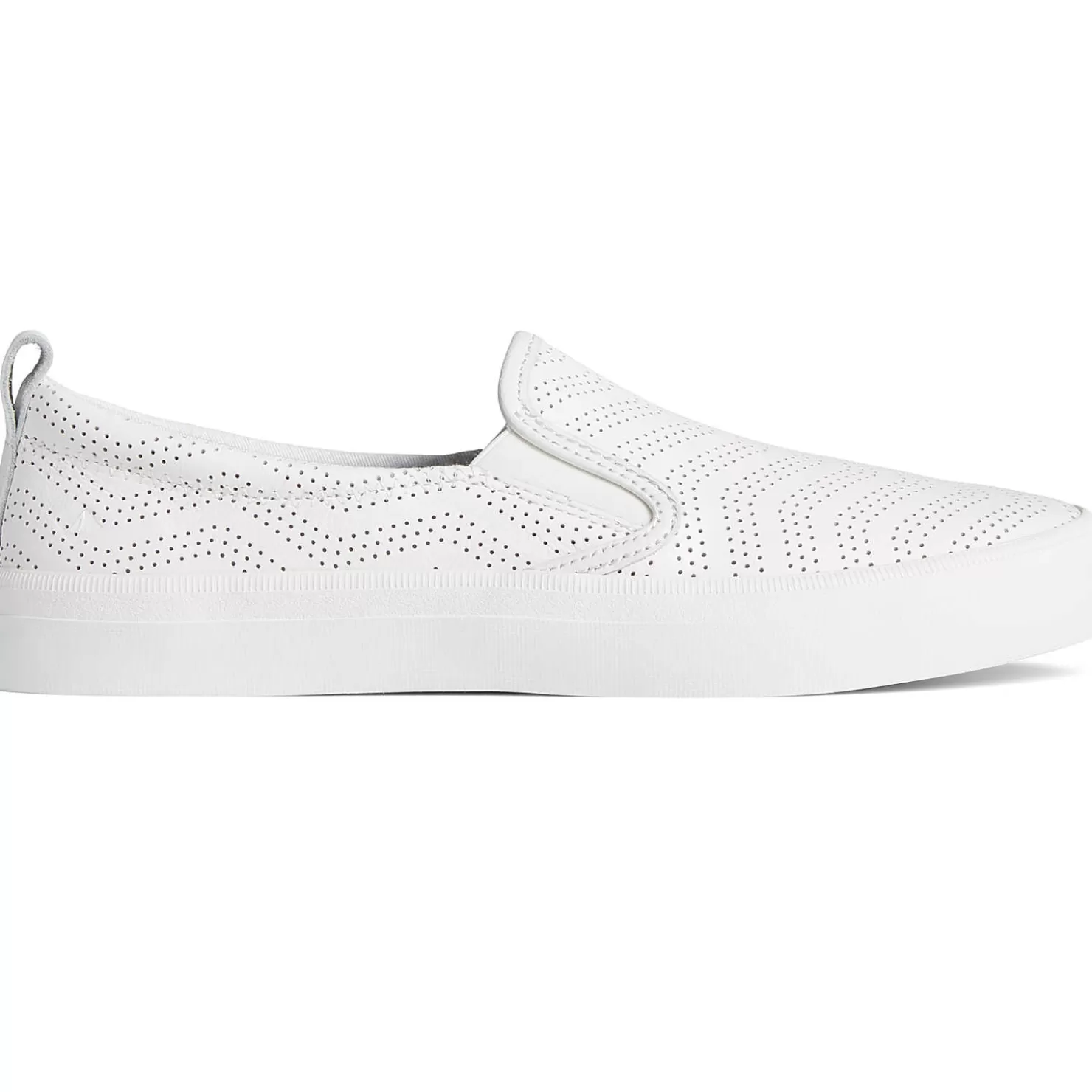 Sale | Sneakers | Sperry Women's Crest Twin Gore Perforated Leather Slip On Sneaker White