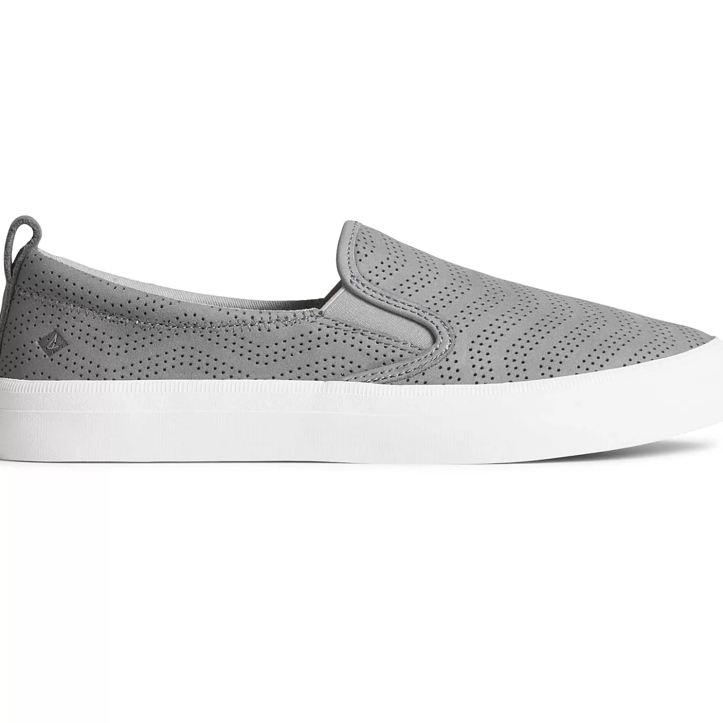 Sale | Sneakers | Sperry Women's Crest Twin Gore Perforated Leather Slip On Sneaker Grey