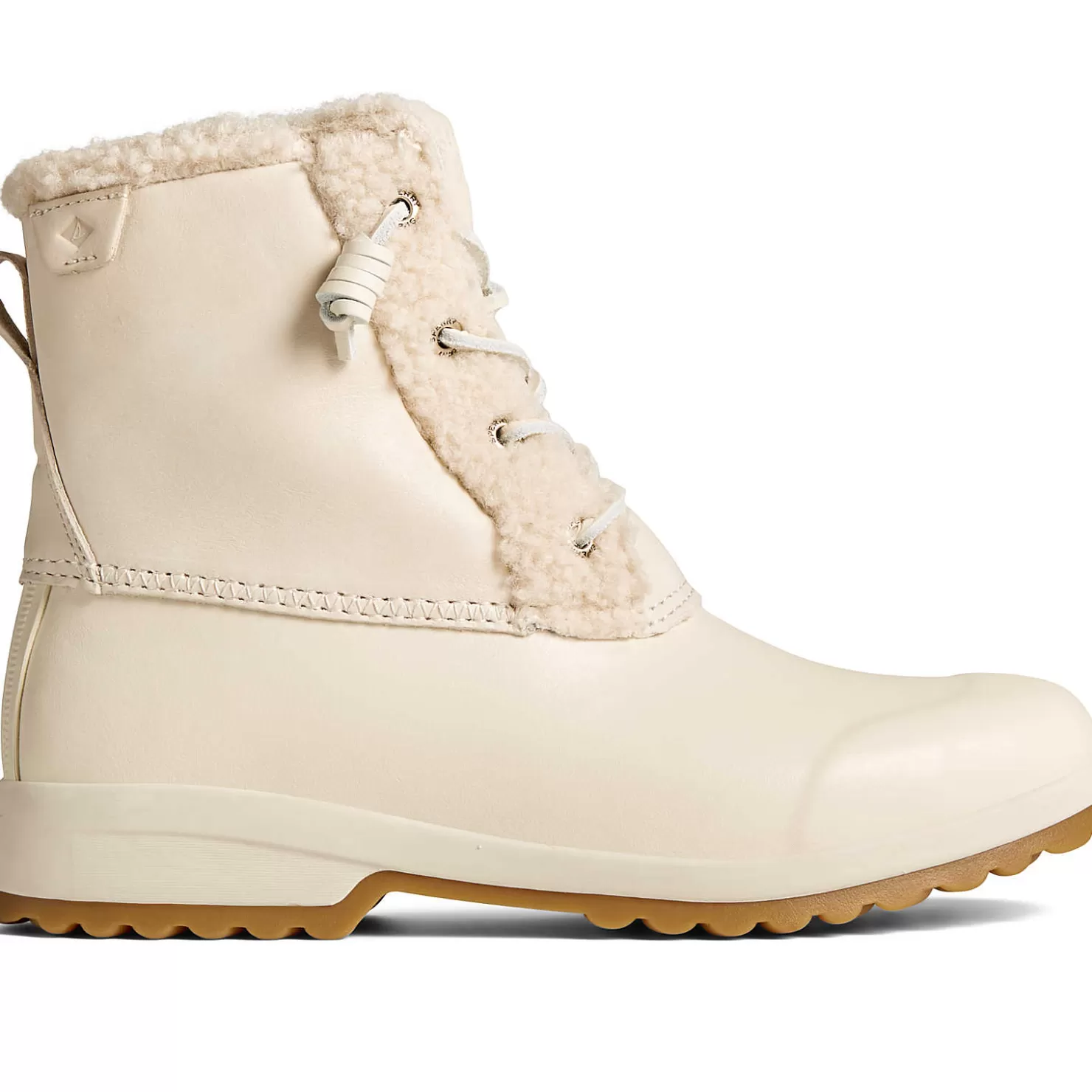 Sale | Boots | Sperry Women's Maritime Repel Teddy Trim Snow Boot Ivory