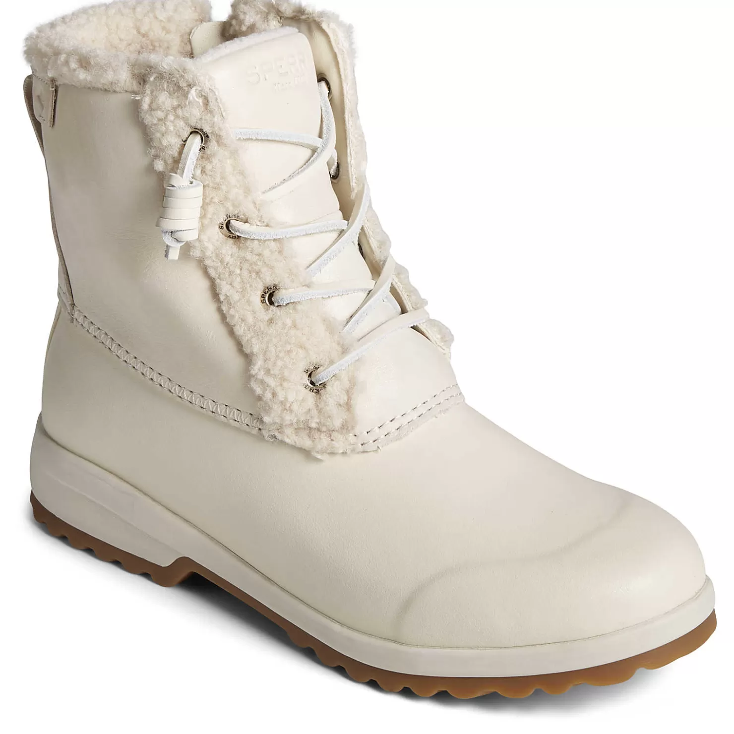 Sale | Boots | Sperry Women's Maritime Repel Teddy Trim Snow Boot Ivory