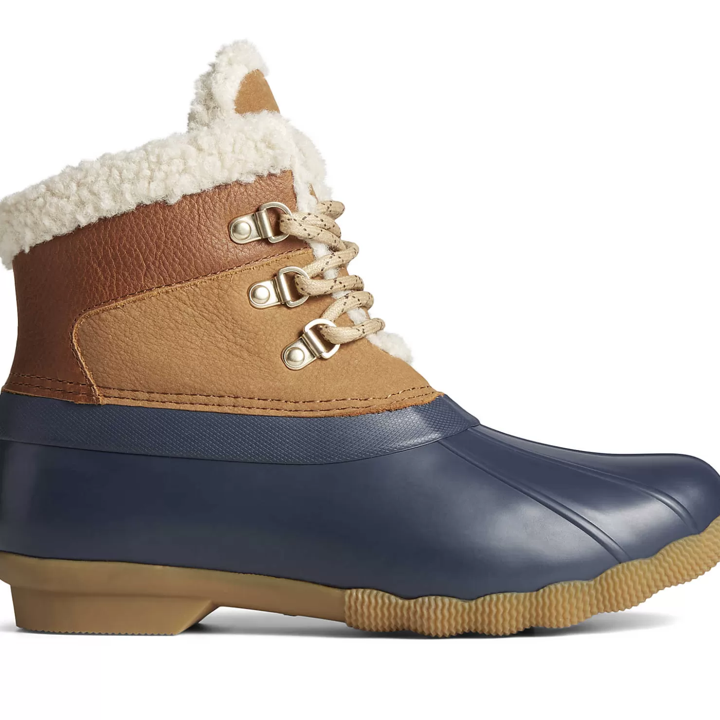 Saltwater Duck Boot | Sale | Sperry Women's Saltwater Alpine Leather Duck Boot Tan/Navy