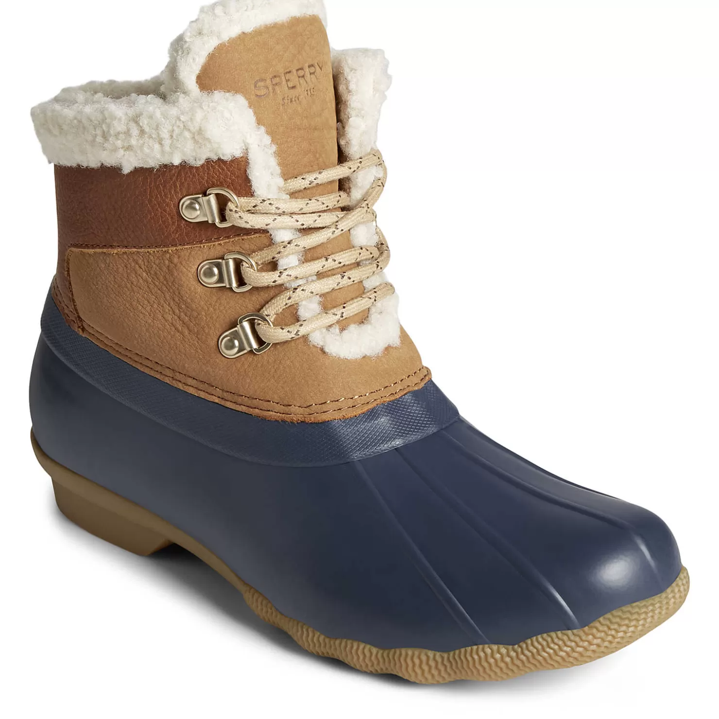 Saltwater Duck Boot | Sale | Sperry Women's Saltwater Alpine Leather Duck Boot Tan/Navy