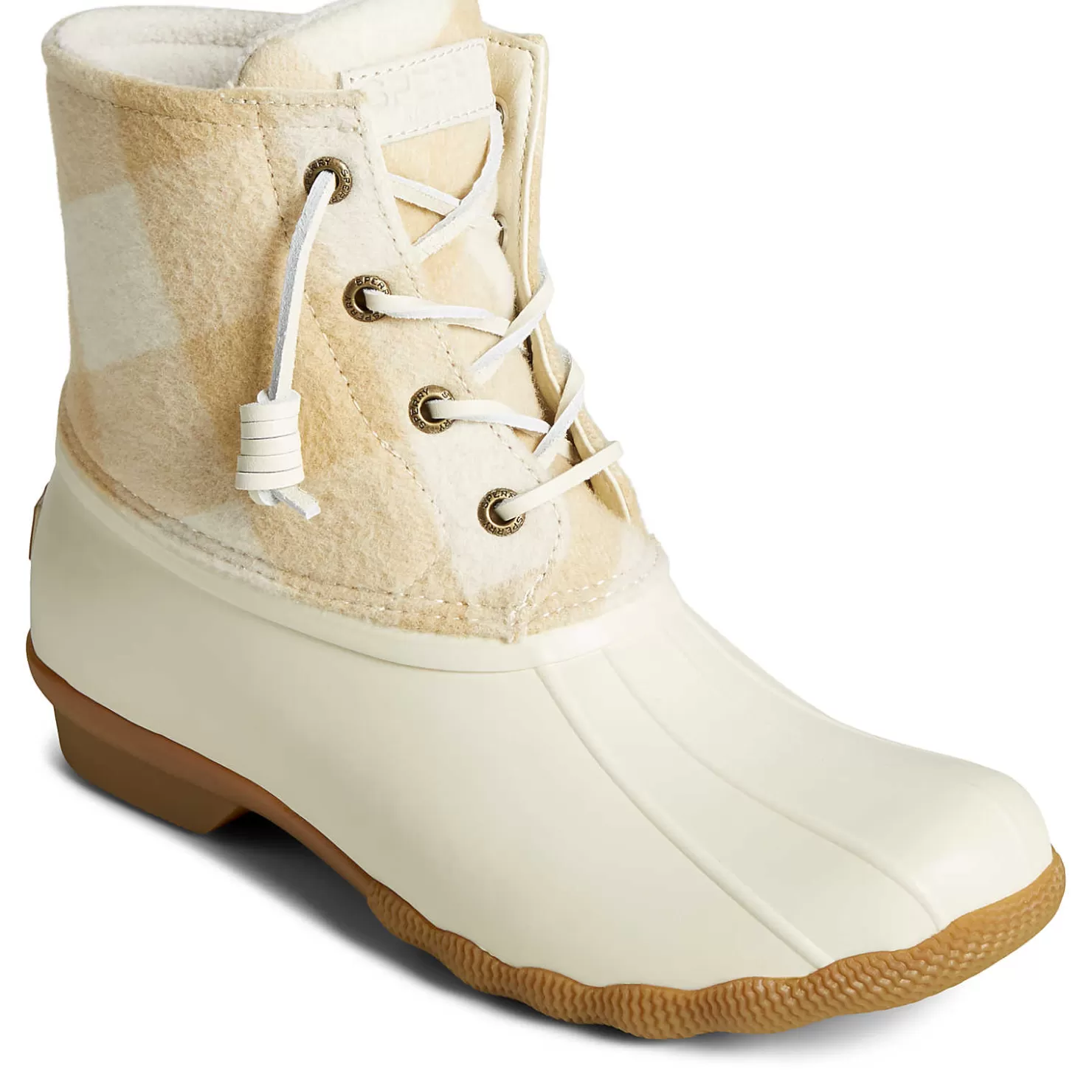 Saltwater Duck Boot | Sale | Sperry Women's Saltwater Buffalo Check Duck Boot Ivory