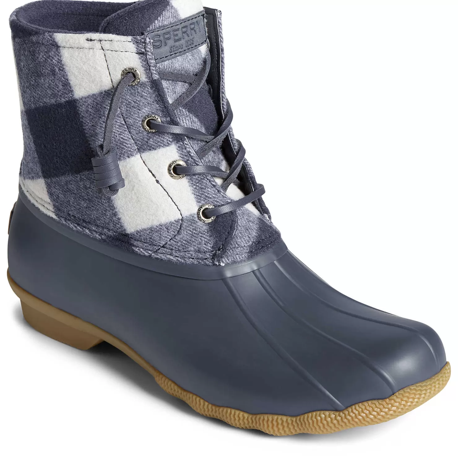 Saltwater Duck Boot | Sale | Sperry Women's Saltwater Buffalo Check Duck Boot Navy