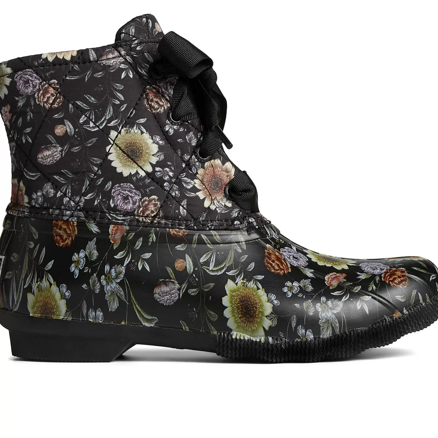 Saltwater Duck Boot | Sale | Sperry Women's Saltwater Floral Duck Boot Black