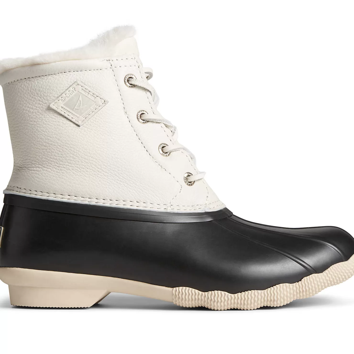 Saltwater Duck Boot | Sale | Sperry Women's Saltwater Luxe Leather Thinsulate™ Duck Boot Ivory/Black