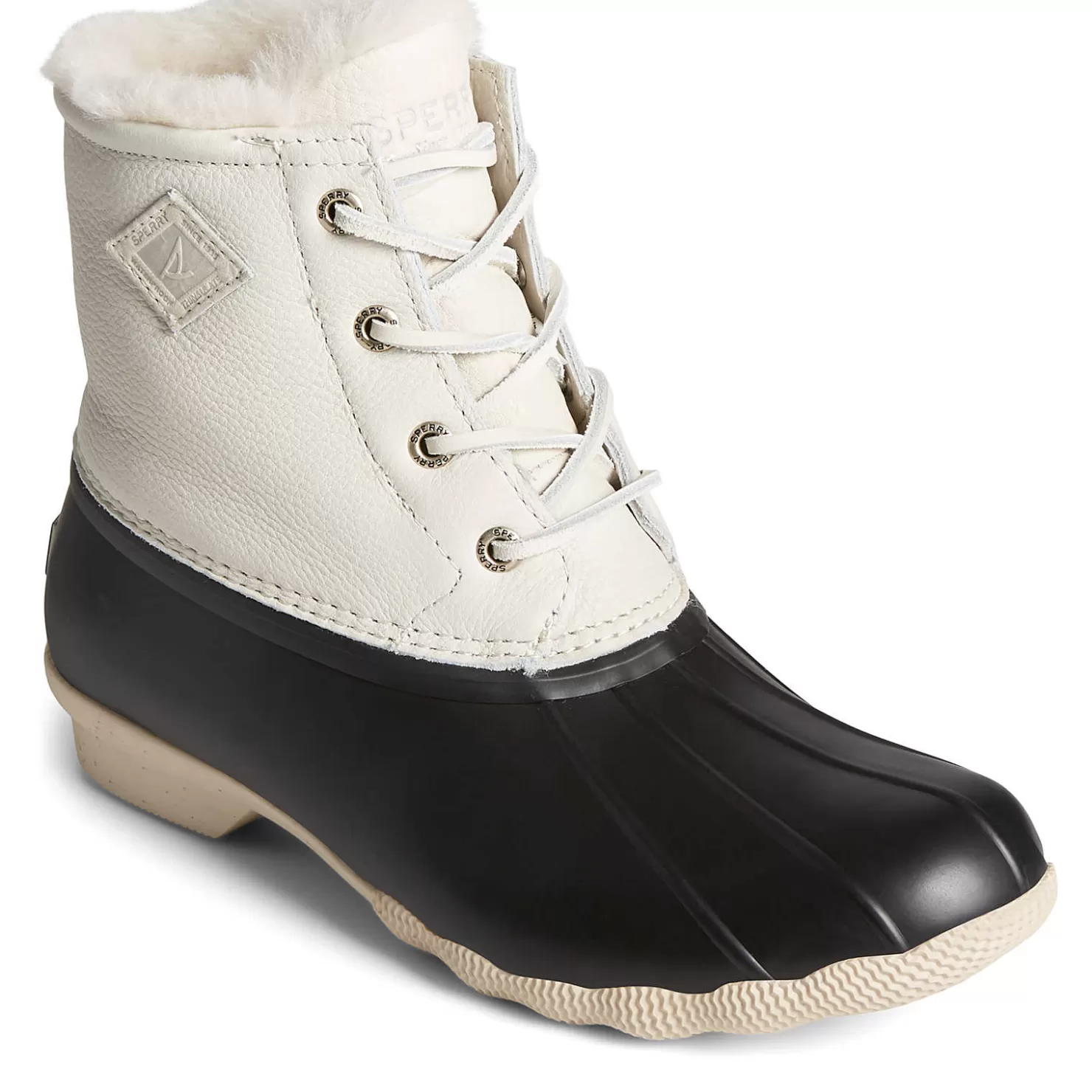 Saltwater Duck Boot | Sale | Sperry Women's Saltwater Luxe Leather Thinsulate™ Duck Boot Ivory/Black