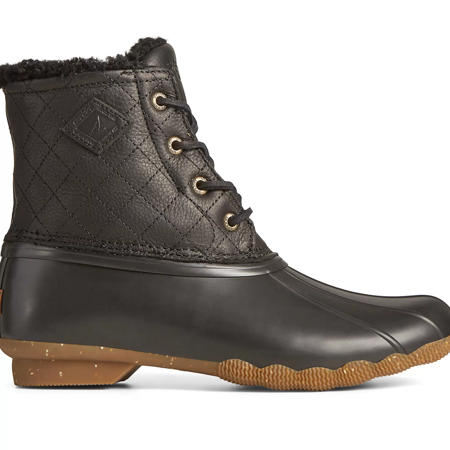 Saltwater Duck Boot | Sale | Sperry Women's Saltwater Luxe Leather Thinsulate™ Duck Boot Black Quilt