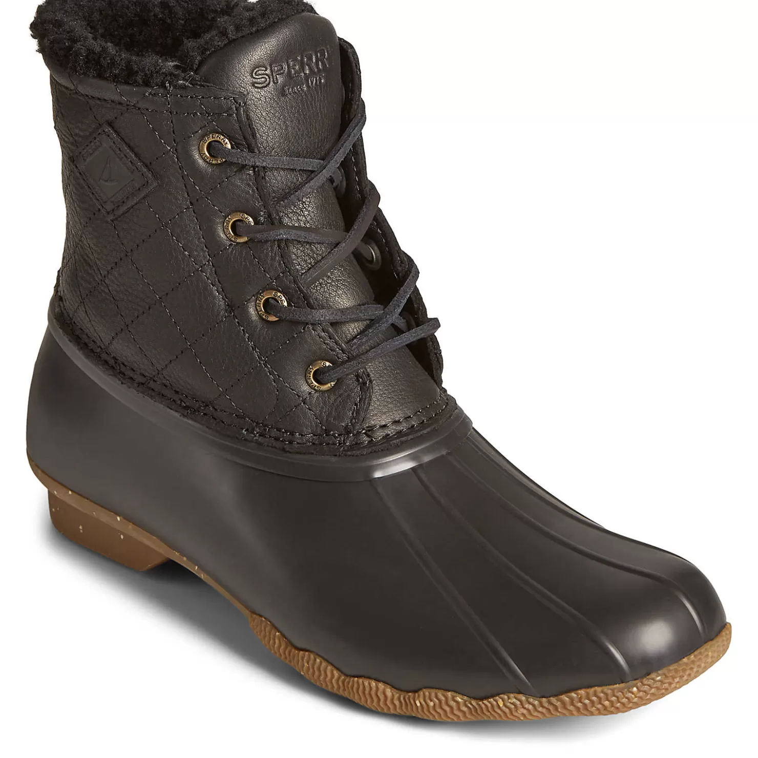 Saltwater Duck Boot | Sale | Sperry Women's Saltwater Luxe Leather Thinsulate™ Duck Boot Black Quilt