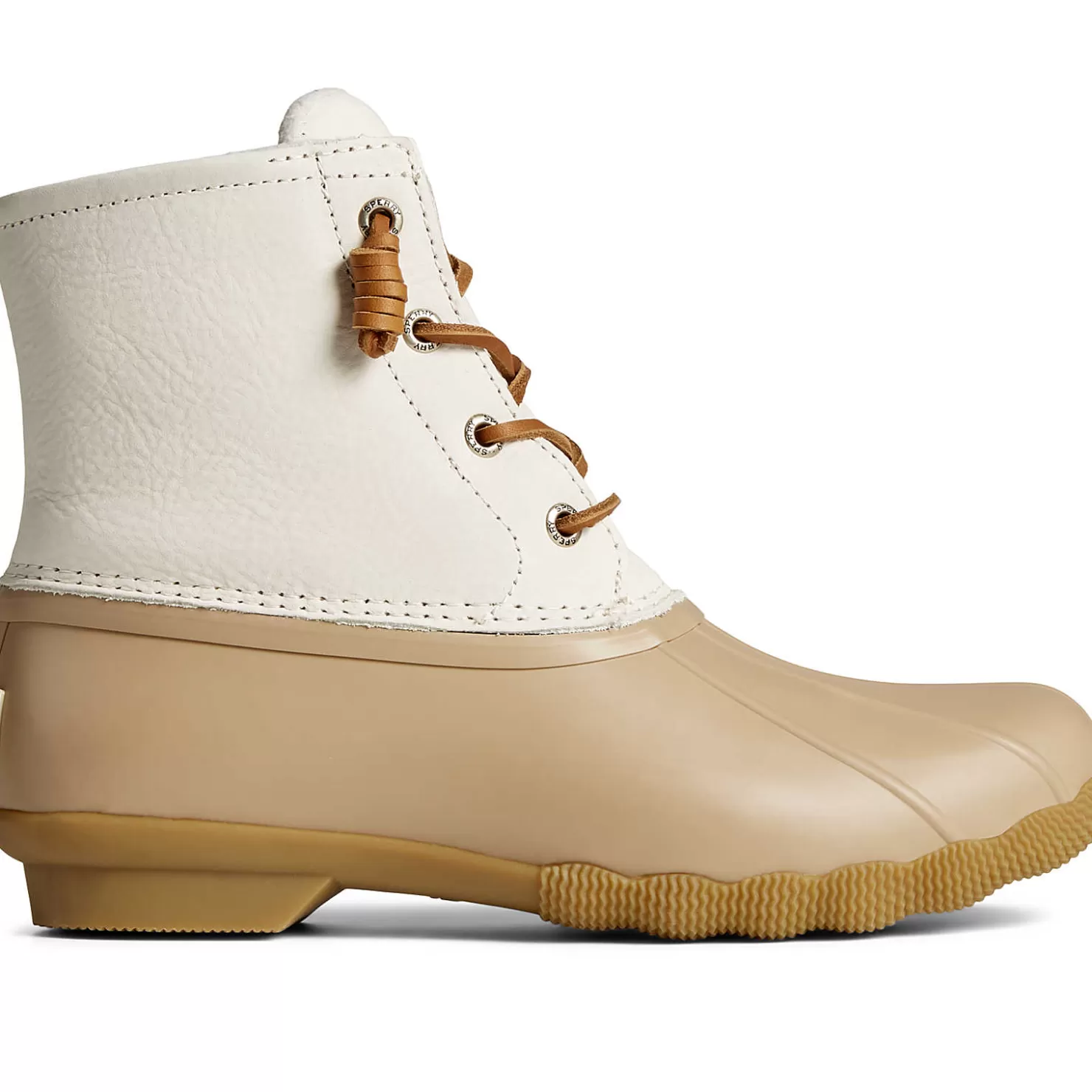 Saltwater Duck Boot | Sale | Sperry Women's Saltwater Mainsail Leather Duck Boot Cream