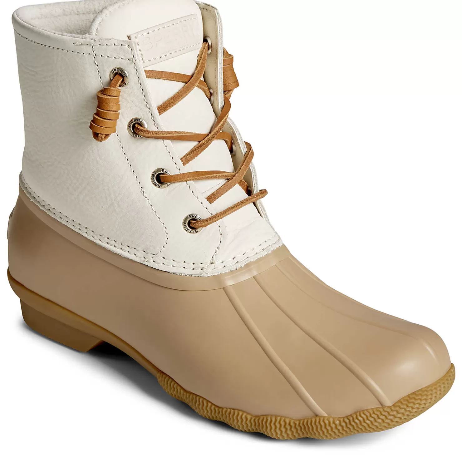 Saltwater Duck Boot | Sale | Sperry Women's Saltwater Mainsail Leather Duck Boot Cream