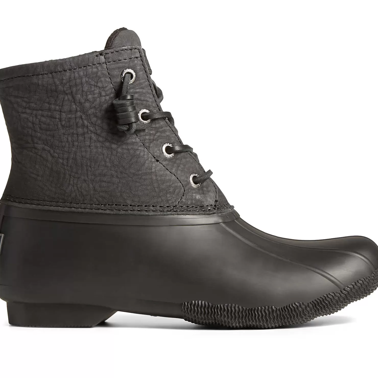 Saltwater Duck Boot | Sale | Sperry Women's Saltwater Mainsail Leather Duck Boot Black