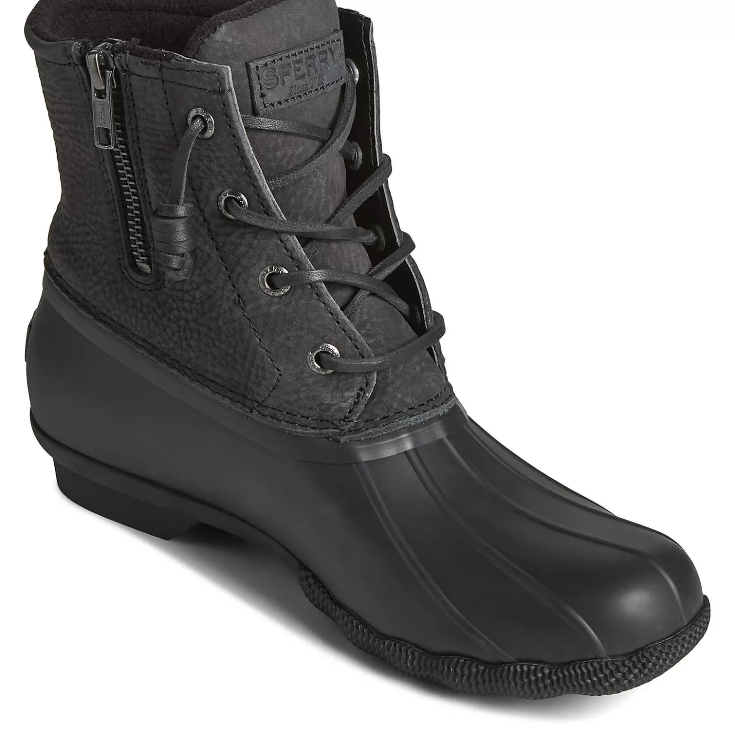 Saltwater Duck Boot | Sale | Sperry Women's Saltwater Mainsail Leather Duck Boot Black