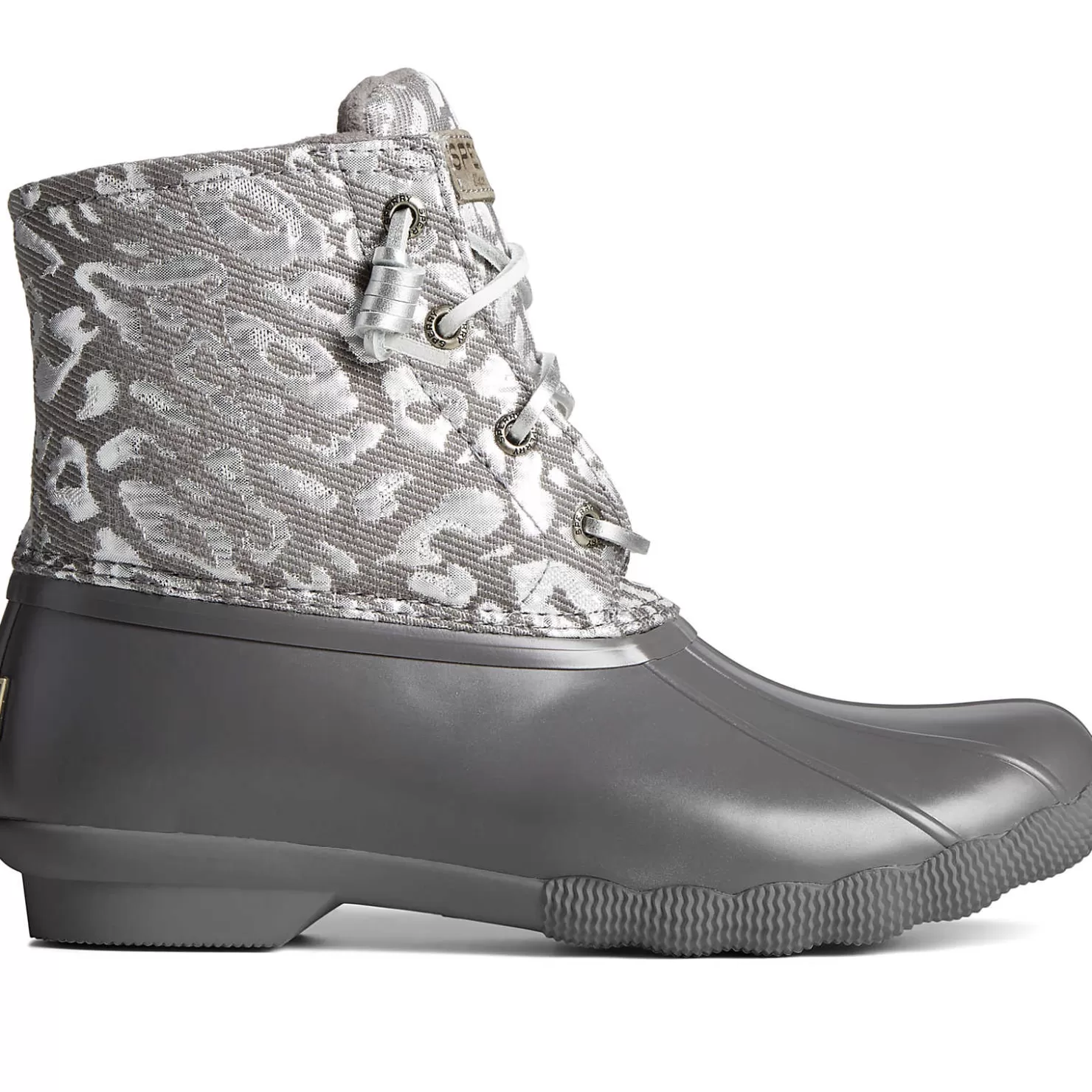 Saltwater Duck Boot | Sale | Sperry Women's Saltwater Metallic Jacquard Duck Boot Silver