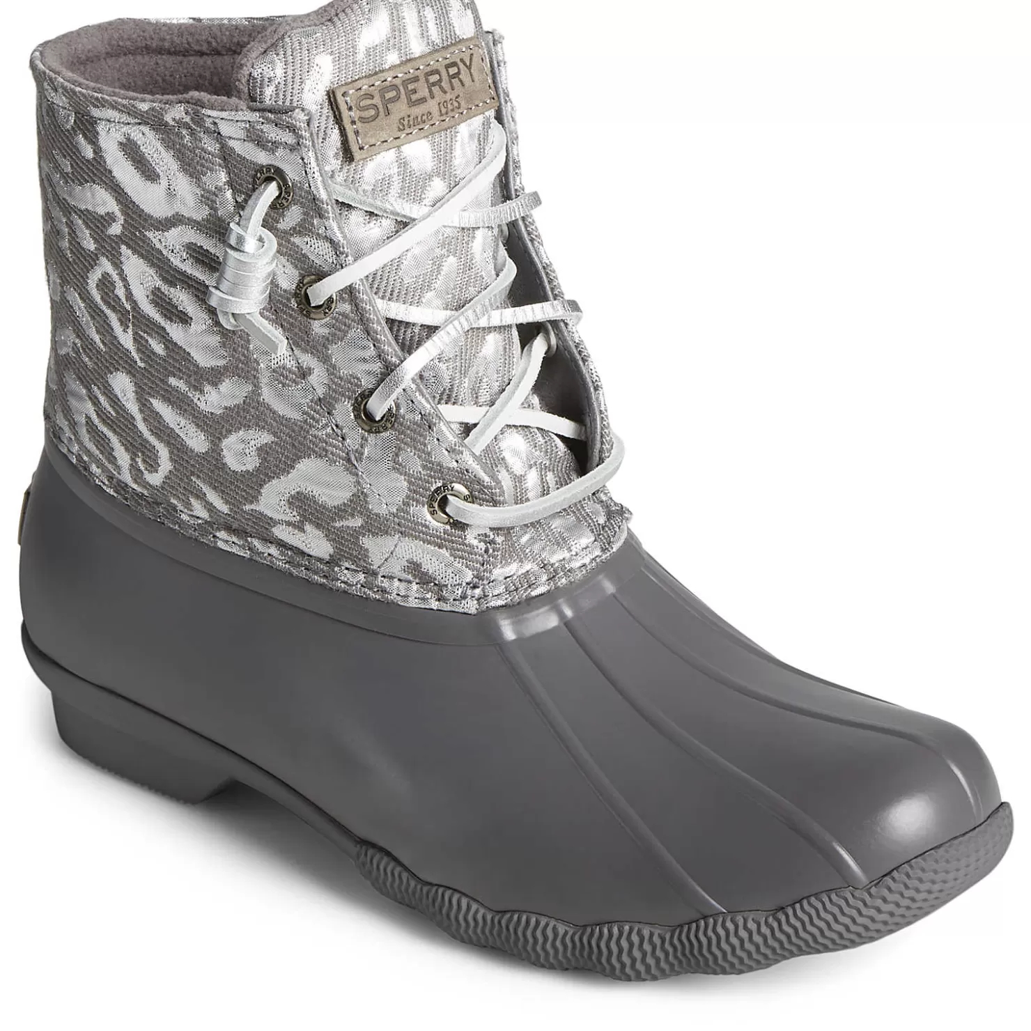 Saltwater Duck Boot | Sale | Sperry Women's Saltwater Metallic Jacquard Duck Boot Silver