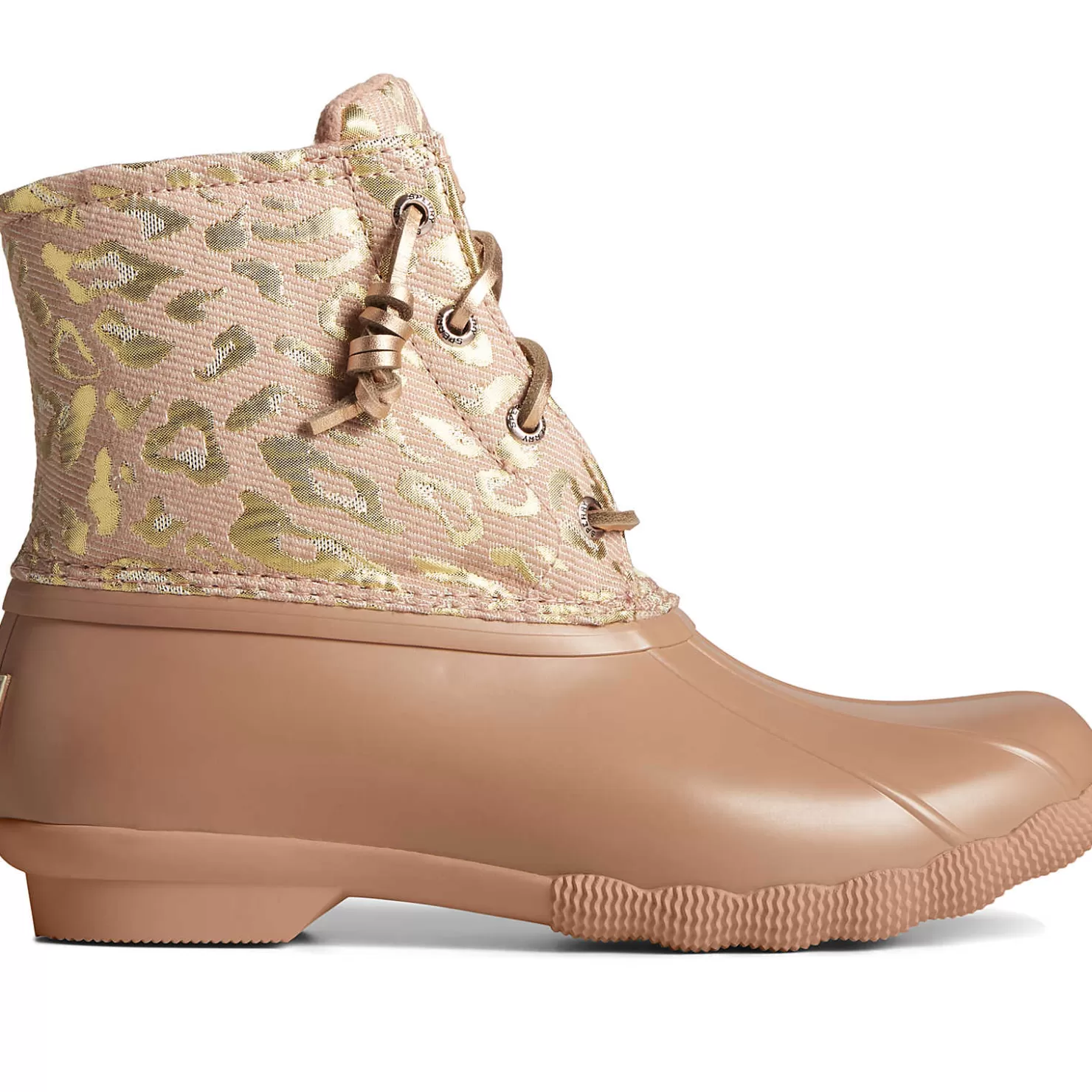 Saltwater Duck Boot | Sale | Sperry Women's Saltwater Metallic Jacquard Duck Boot Rose