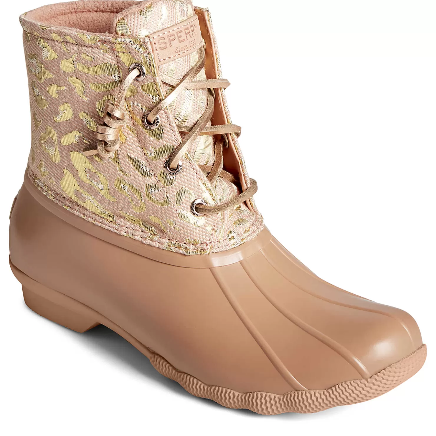 Saltwater Duck Boot | Sale | Sperry Women's Saltwater Metallic Jacquard Duck Boot Rose