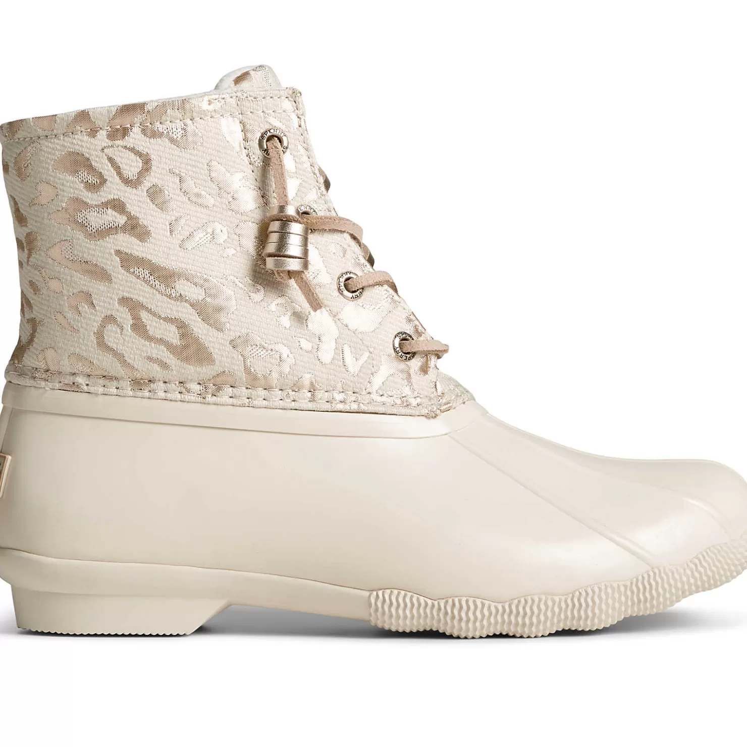 Saltwater Duck Boot | Sale | Sperry Women's Saltwater Metallic Jacquard Duck Boot Ivory