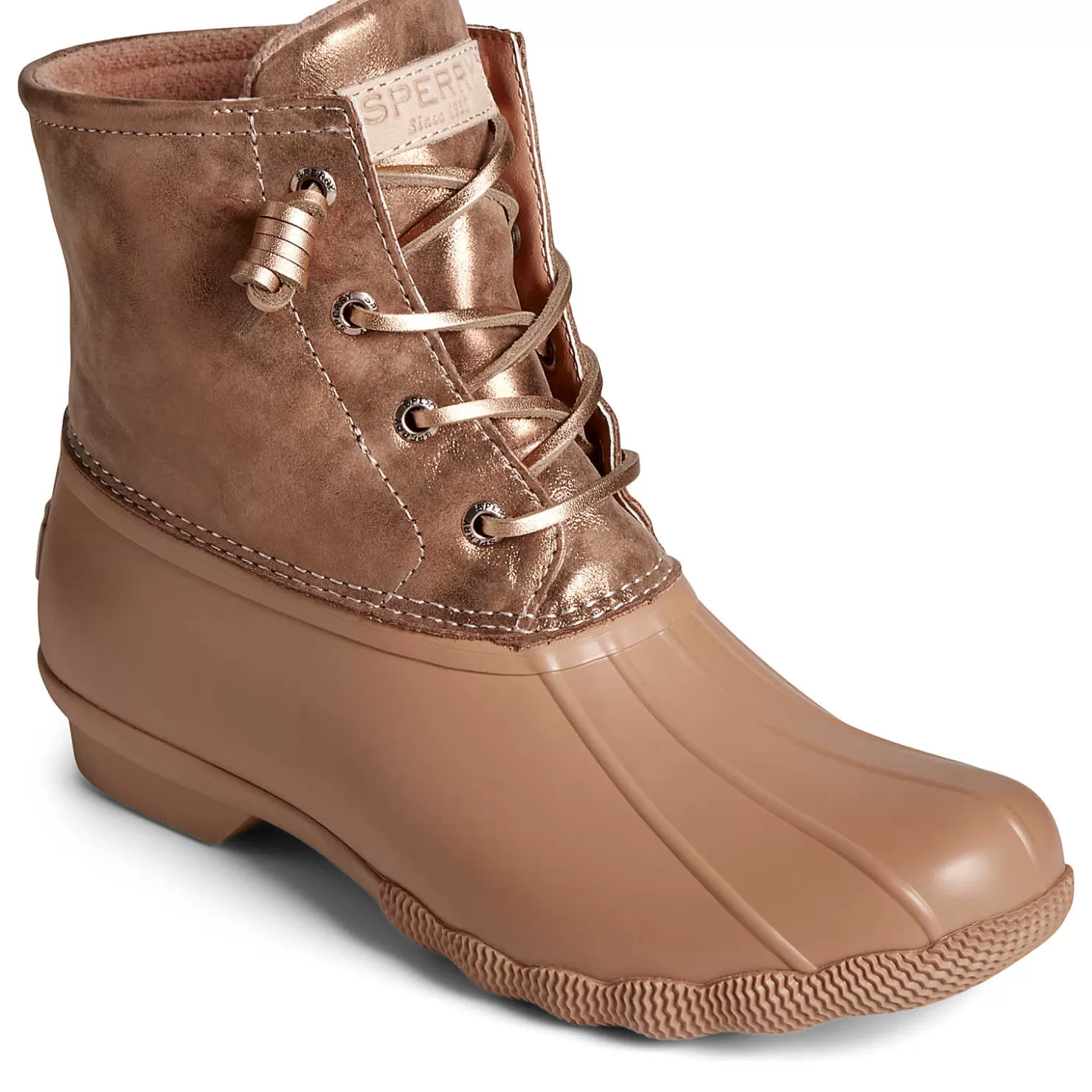 Saltwater Duck Boot | Sale | Sperry Women's Saltwater Metallic Leather Duck Boot Rose