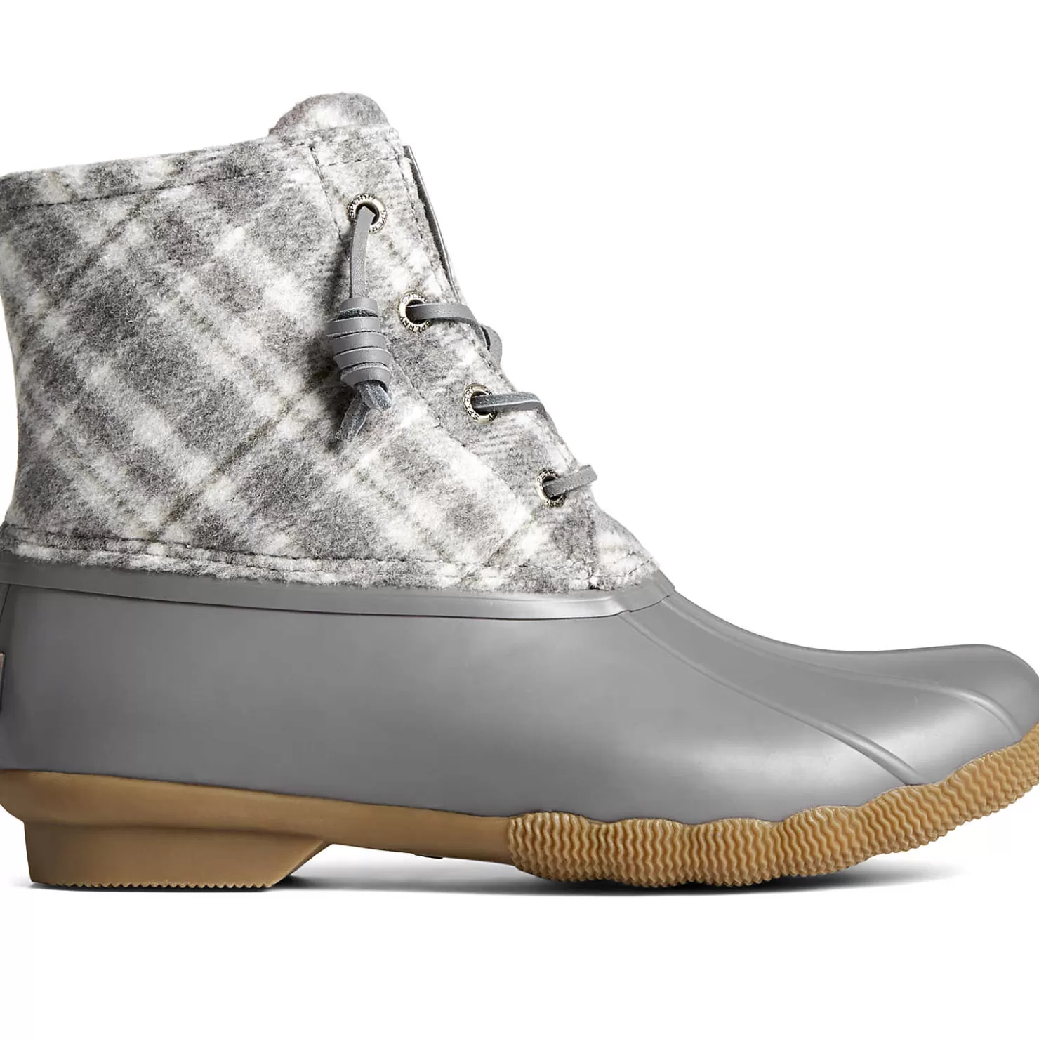 Saltwater Duck Boot | Sale | Sperry Women's Saltwater Plaid Wool Duck Boot Grey