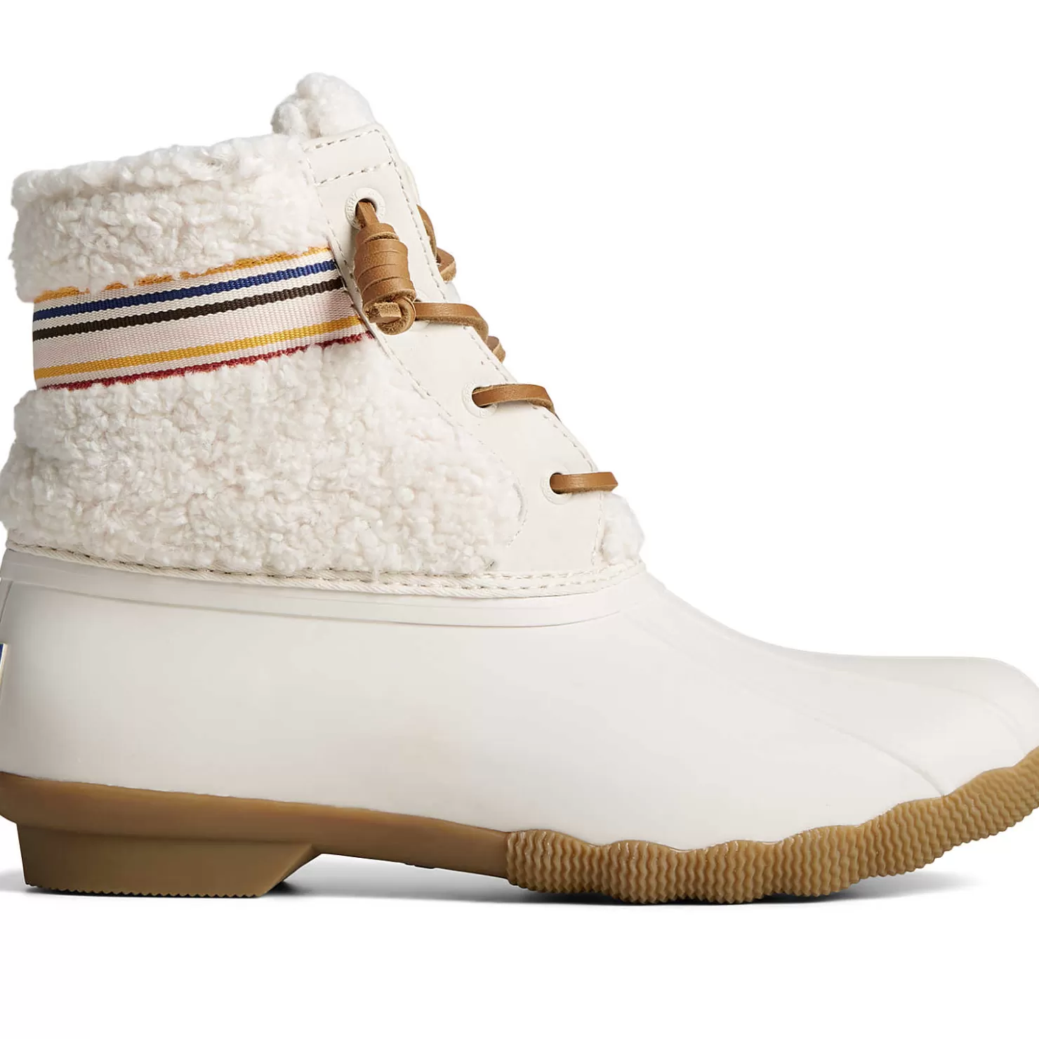 Saltwater Duck Boot | Sale | Sperry Women's Saltwater™ Rainbow Sherpa Duck Boot Ivory