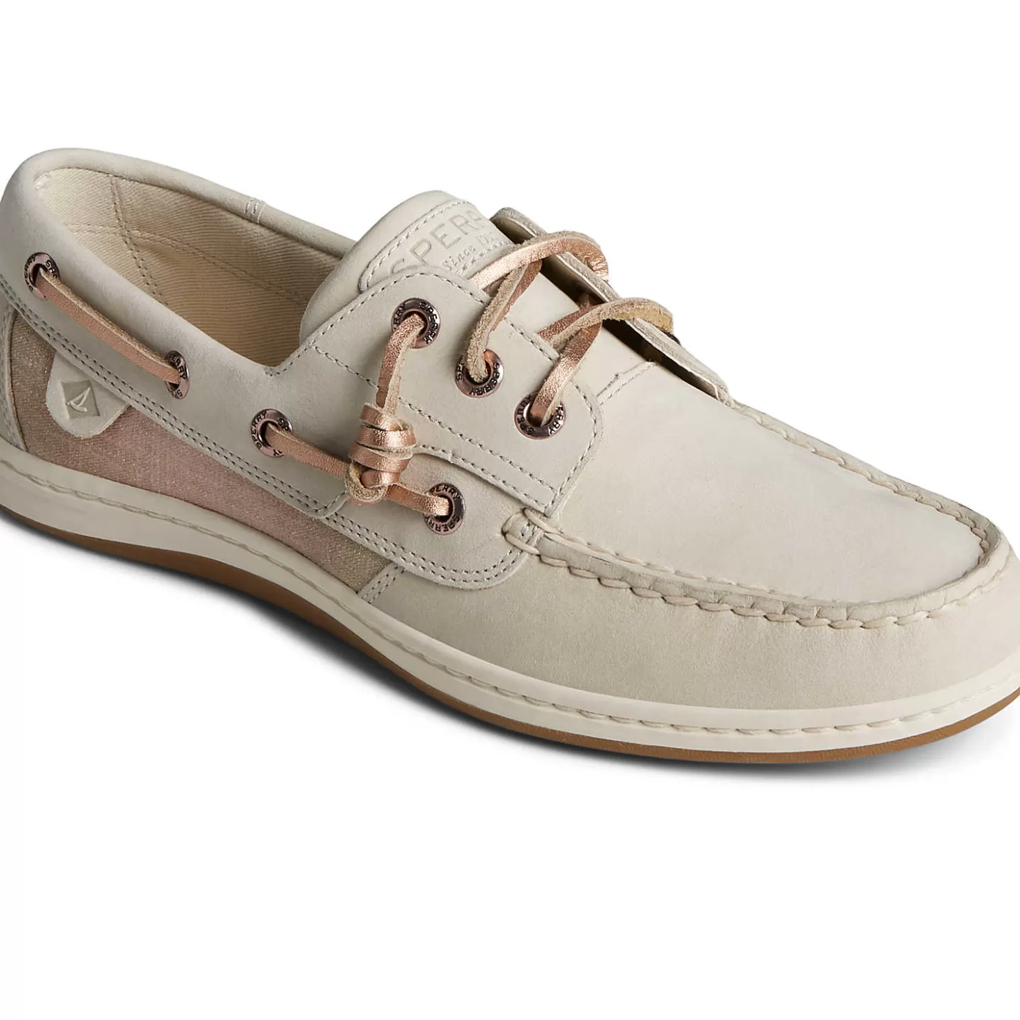 Sale | Boat Shoes | Sperry Women's Songfish Shimmer Boat Shoe Off White